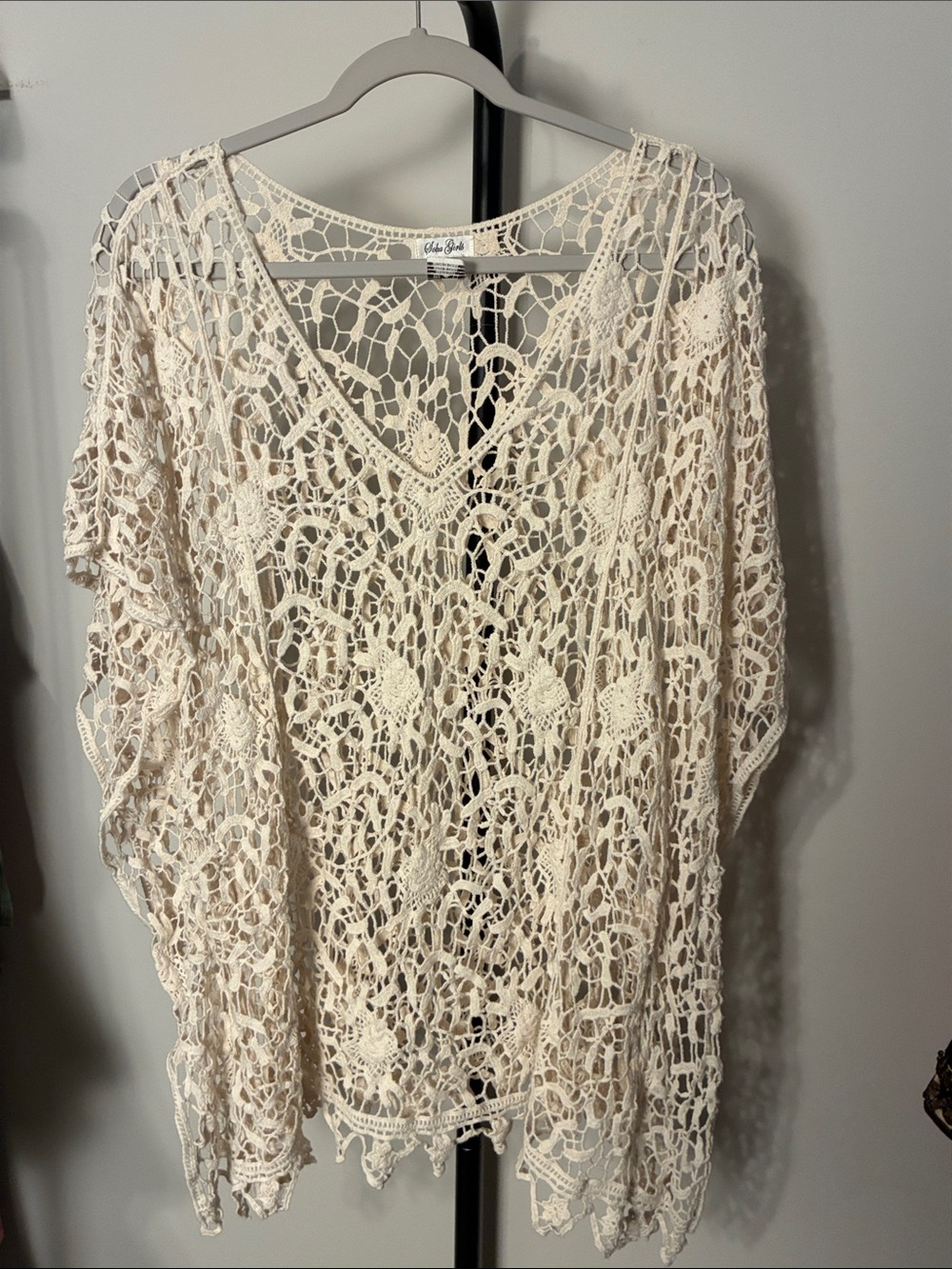 Soho Girls Crochet Lace Tunic in Ivory Cotton Medium